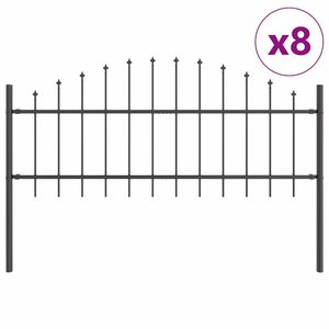 Valla de Jardín de Acero con Recubrimiento en Polvo Gris de 8 Piezas, 170 x 140 cm, Placa Decorativa - Product Image 2