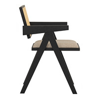 Silla de Comedor Moderna de Mediados de Siglo, con Respaldo de Ratán y Asiento Acolchado de Madera Resistente, para Hogar, Apartamento u Hotel