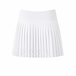 Falda pantalón plisada blanca personalizada para mujer, de poliéster/algodón, con pantalones cortos incorporados, que absorbe la humedad, ligera, transpirable, para deporte de verano. - Product Image 2