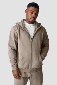 Sudadera con Capucha y Cierre para Hombre, Color Beige, Corte Regular, Color Sólido, Informal, Felpa Francesa, 100% Algodón, Transpirable, Ecológica, 300g, Invierno - Product Image 2