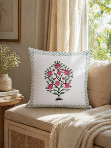 Floral Handcrafted Cotton Cushion Cover Decorative Throw Pillow Cover for Sofa Couch Bedroom and Home Styling - Product Image 4