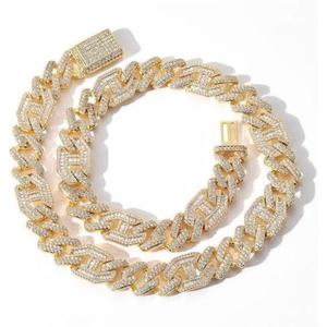 Collier tendance pour hommes style streetwear hip-hop rap, avec breloques croix en zircon cubique, chaîne à maillons en rhodium et diamants, colliers principaux en zircon, vente en gros - Product Image 3