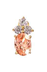 Boucles d'oreilles pendantes en saphir Padparadscha, ovales, en argent sterling 925 plaqué or 14 carats, bijoux fins pour femmes - Product Image 2