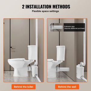 Sistema de inodoro moderno con bomba maceradora de 500W, descarga dual, descarga trasera, descarga ascendente y diseño de trampa S para sótano - Product Image 6