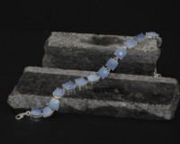 Bracelet à breloques en opalite bleue et perles d'eau douce, en argent sterling 925 plaqué or rose, fait main, tendance, pour femme, idéal pour les fêtes et mariages