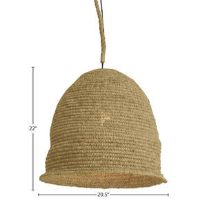 22-Inch Tall Hanging Lamp with Natural Woven <b>Seagrass</b> <b>Shade</b> Turned Tool <b>Lighting</b> Product - Product Image 3