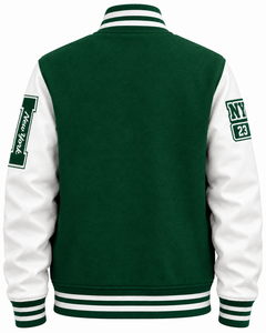 Nouvelle veste varsity pour homme, verte et blanche, brodée, style baseball, vêtements d'hiver - Product Image 4