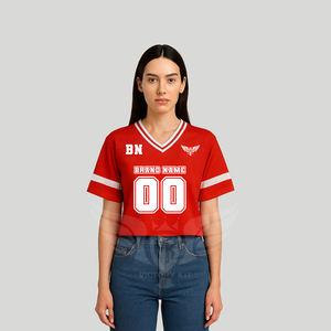 Maillot de football personnalisé pour femme, maillot d'équipe court personnalisé avec nom et numéro, streetwear, hip hop, haut de sport - Product Image 2