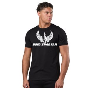 Camiseta de jersey con estampado gráfico para hombre, color negro, cuello redondo, manga corta, atlética, para gimnasio, entrenamiento, ropa deportiva informal, ropa deportiva - Product Image 1