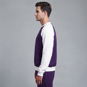 Sudadera de algodón grueso para hombre, cuello redondo, corte holgado, hombros caídos, estilo cuadrado, para invierno, bicolor. - Product Image 2