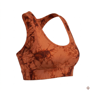 Conjunto Deportivo Tie Dye Naranja, Leggings y Sujetador Deportivo, Tejido de Spandex y Poliéster, Cintura Alta, Largo Completo, Transpirable, de Secado Rápido, Ropa Deportiva para Mujer - Product Image 3