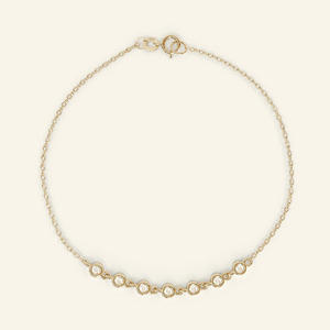 Bracelet chaîne en or jaune 14 carats avec diamants de laboratoire sertis en clos rond - Product Image 1