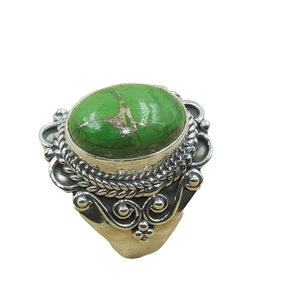 Natural Green Copper Turquoise <b>Ring</b> 925 Sterling Silver Handmade <b>Statement</b> <b>Ring</b> Vintage Boho Gift for Women Men Christmas gift - Product Image 1