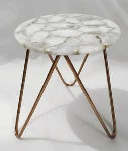 Table basse ronde noire et dorée de qualité supérieure avec plateau en marbre et métal, collection de tables, prix de gros - Product Image 3