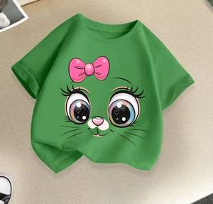 Camiseta de Verano para Niños y Niñas, Manga Corta, Cuello Redondo, 100% Algodón, Informal, Tejida, Prendas Económicas - Product Image 5