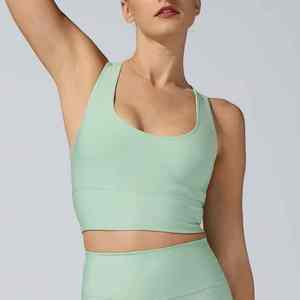 Top Deportivo de Yoga con Espalda Cruzada Gris y Logotipo Personalizado, Talla Adulto, Ropa Deportiva de Secado Rápido y Transpirable, a Prueba de Impactos, para Mujer - Product Image 4