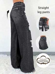 Jeans Ajustados de Cintura Alta para Mujer, Nueva Llegada, Tallas Grandes, Diseño Moderno con Características Transpirables y Personalizables, Precio Económico - Product Image 2