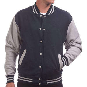 Wholesale Custom Varsity Jacket OEM Manufacturer Private <b>Label</b> Supplier Bulk Production Contrast Sleeve Baseball Jacket - Product Image 2