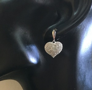 1.63 Cttw Round Cut White Natural Diamond Heart Shape Dangle <b>Earrings</b> for Women in 925 Sterling Silver, Push <b>Back</b>, Prong Setting - Product Image 5
