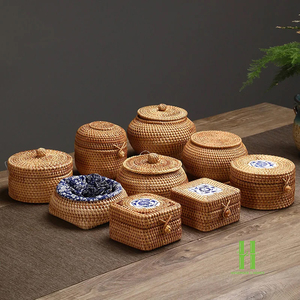 BEST PRICE Rattan Storage Box Handmade Eco Friendly Wicker Organizer Box <b>with</b> <b>Lid</b> for Home Kitchen and Living Room - Product Image 5