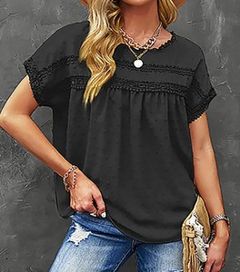 Blouses d'été à manches longues pour femmes, T-shirts en dentelle, style vintage coréen avec nœud, taille naturelle, coupe décontractée et habillée - Product Image 4