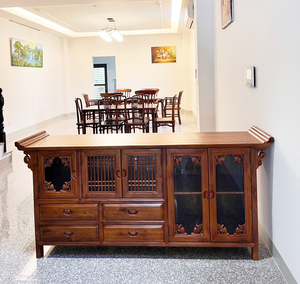 Mueble de Entrada Japonés Tradicional, Sostenible, Duradero y Delicado, de Madera de Teca con Cabeza Curva, de 6.3 Pies, para Sala de Estar o Entrada - Product Image 2