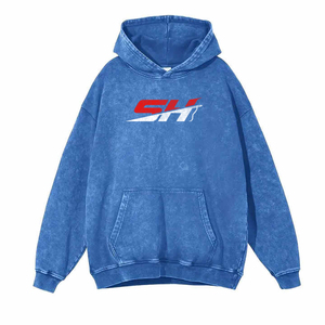 เสื้อฮู้ดดี้ผู้ชายสไตล์วินเทจ ล้างสีแบบแอซิดวอช ทรงหลวม ไหล่ตก สวมใส่สบาย เนื้อผ้านุ่ม - Product Image 1