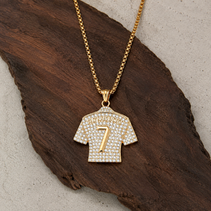 Collar con Colgante Personalizado de la Camiseta de Ronaldo Número 7, Estilo Hip Hop, con Incrustaciones de Diamantes de Imitación, Plata 925, Micro Pavé, Moissanita, para Deportes de Fútbol - Product Image 1