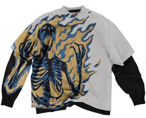 เสื้อยืดผู้ชายสองชั้นสีซีดจาง ผ้าฝ้ายเจอร์ซีย์ 100% ออกแบบเองได้ ทรงโอเวอร์ไซส์ ไหล่ตก สไตล์สตรีทแวร์ เสื้อยืดเปล่าสำหรับผู้ชาย - Product Image 2