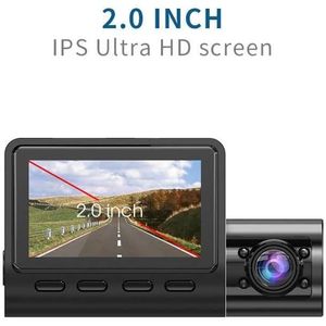 Dash Cam a 3 Canali con Telecamere 1080p + 1080p + 480p, Tre Obiettivi Grandangolari con Campo di Monitoraggio di 140 Gradi + 140 Gradi + 130 Gradi - Product Image 4