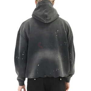 เสื้อฮู้ดดี้ผู้ชายไซส์ใหญ่ ผ้าฝ้าย 100% เฟรนช์เทอร์รี่ ทรงหลวม สไตล์วินเทจ  ไม่มีลายด้านหน้า รับผลิตตามแบบ OEM ขายส่ง - Product Image 1