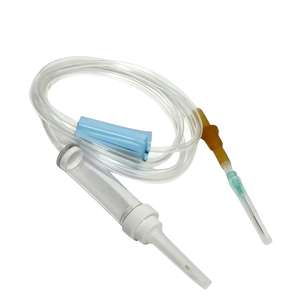 ชุดอุปกรณ์ให้สารน้ำทางหลอดเลือดดำแบบใช้ครั้งเดียวพร้อมห้องหยดยา ตัวหนีบแบบลูกกลิ้ง และข้อต่อเข็มลูเออร์ ท่อสำหรับการให้สารน้ำทางการแพทย์แบบปลอดเชื้อ - Product Image 1