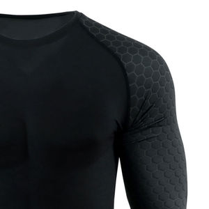 Camiseta de Compresión de Manga Larga para Hombre, Diseño Hexagonal Negro, Secado Rápido, Ropa de Entrenamiento - Product Image 5