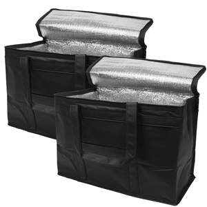 Bolsa Térmica Negra Aislada de Alta Resistencia para Catering, 15 x 10 x 10 Pulgadas, Paquete de 2 con Cierre Superior para Entrega de Alimentos y Comestibles - Product Image 1