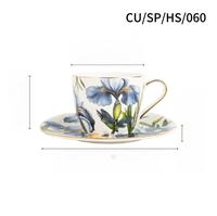 Deluxe British Floral Pattern Bone China Tea-for-One Set/Disponible en taza de café de color amarillo y azul