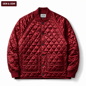 Custom Mens Stand Hooded <b>Waterproof</b> Quilted Padded Jacket Lightweight Insulated Diamond Quilt Bomber OEM ODM Private Label - Product Image 1