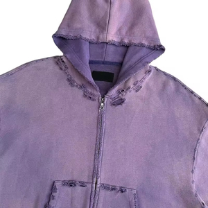 Nouveau 2026 OEM Sweat à capuche surdimensionné épais 100% Coton délavé à l'acide, de haute qualité, personnalisé, entièrement zippé, imprimé crâne, style streetwear - Product Image 2