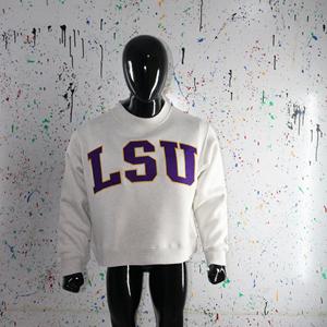 Sudadera LSU ASH GREY con cuello alto, 100% morado, con apliques bordados, cuello ancho, URBAN PRODUCTIONS - Product Image 3