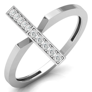 Personnalisable de haute qualité or croix bande bague classique or diamant T barre empilable mariages certifié Moissanite pierre fêtes - Product Image 3