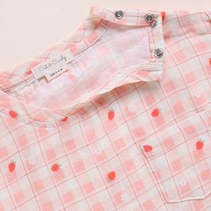 Camisetas extragrandes de muselina orgánica de calidad superior-Estampado de fresa - Product Image 2