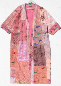 Robes kimono en coton brodé Kantha pour femmes, grandes tailles, robes de chambre patchwork pour l'été et l'automne, vêtements de plage - Product Image 2