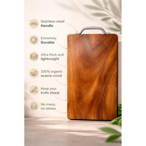 Tabla de cortar de madera de acacia con ranuras para cuchillos |   Venta al por mayor en Moradabad - Product Image 6