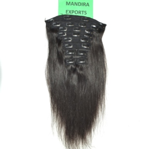 Extensions de cheveux naturels bruts Remy indiens non traités, à clipser, lisses, cuticules alignées, haute qualité, couleur noire, 100g - Product Image 4