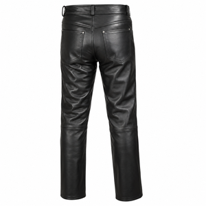 Pantalones de Cuero para Motociclista de Cintura Alta para Hombre, Talla Grande, Corte Regular, Pierna Recta, Recubrimiento de PU Resistente, con Bolsillos, para Invierno - Product Image 2