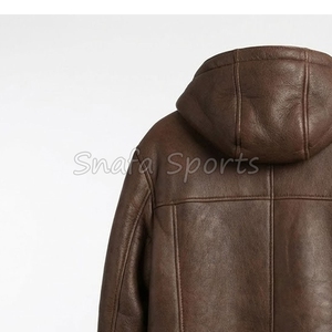 Veste en cuir pour homme en peau de mouton style classique, doublure en fausse fourrure épaisse, grande taille, vestes en cuir écologiques - Product Image 6