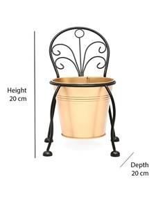 Support de plante en métal avec seau amovible, support décoratif pour pot de fleurs en fer, support de plante pour jardin intérieur et extérieur, décoration de la maison, 20 cm - Product Image 2