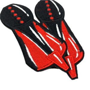 Custom Embroidered Patch Red Black Irregular Shape <b>Sew</b>-On Fabric Applique For Garment Simple Style Badge - Product Image 3