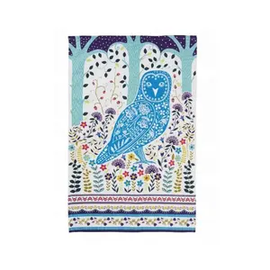 Vintage Owl Embroidered New Arrivals Digital 220 Gsm Cotton Canvas Water Absorb Best Selling Good Quality Custom Tea Towels