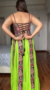 Conjunto de Lehenga Choli con Estampado Verde, Vestido Étnico de Georgette para Bodas y Fiestas para Mujer - Product Image 2