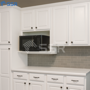 SSR Modern Wall Mount <b>Kitchen</b> <b>Cabinet</b> with Double Doors and Open Shelf for Contemporary <b>Kitchen</b> Design - Product Image 3